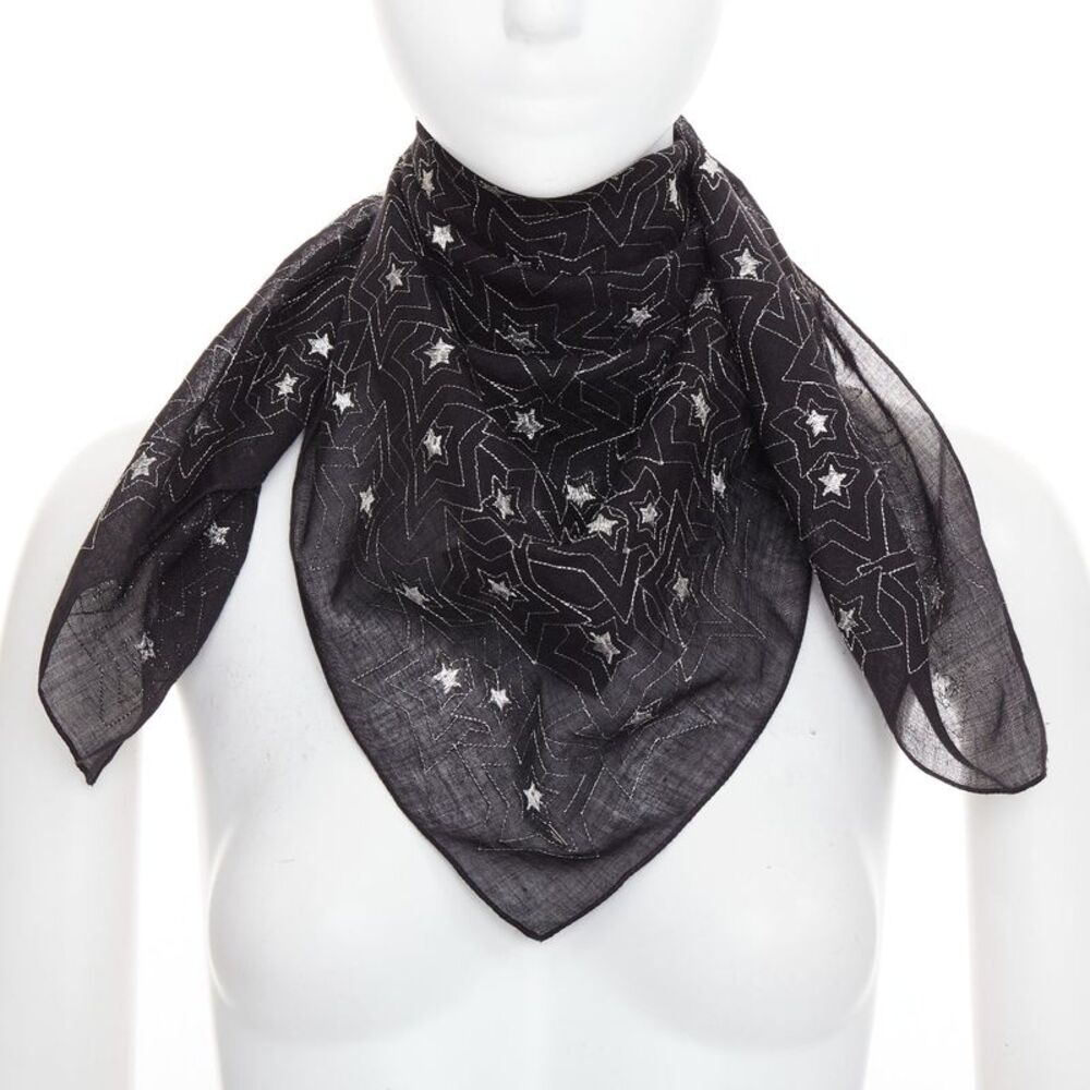 Saint Laurent Star Embroidery Square Scarf